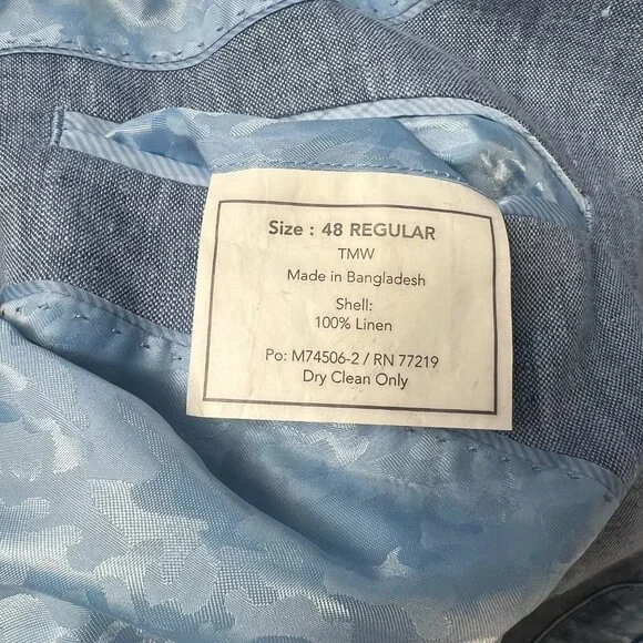 JOSEPH ABBOUD Light Blue 100% Linen 2 Piece Suit Men's 48R - Picture 6 of 16